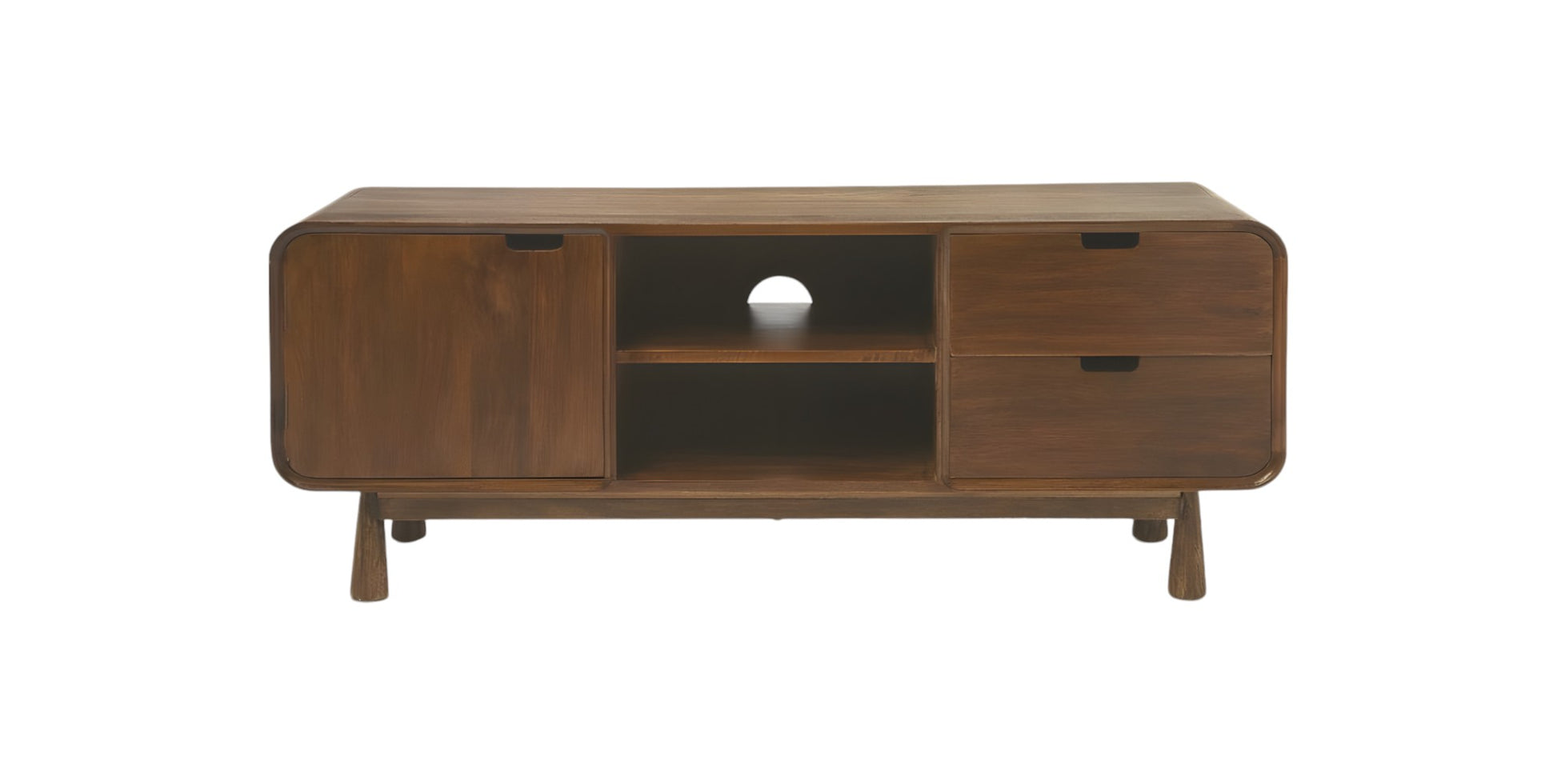 50" Brown Solid Wood Enclosed and Open Storage TV Stand-2