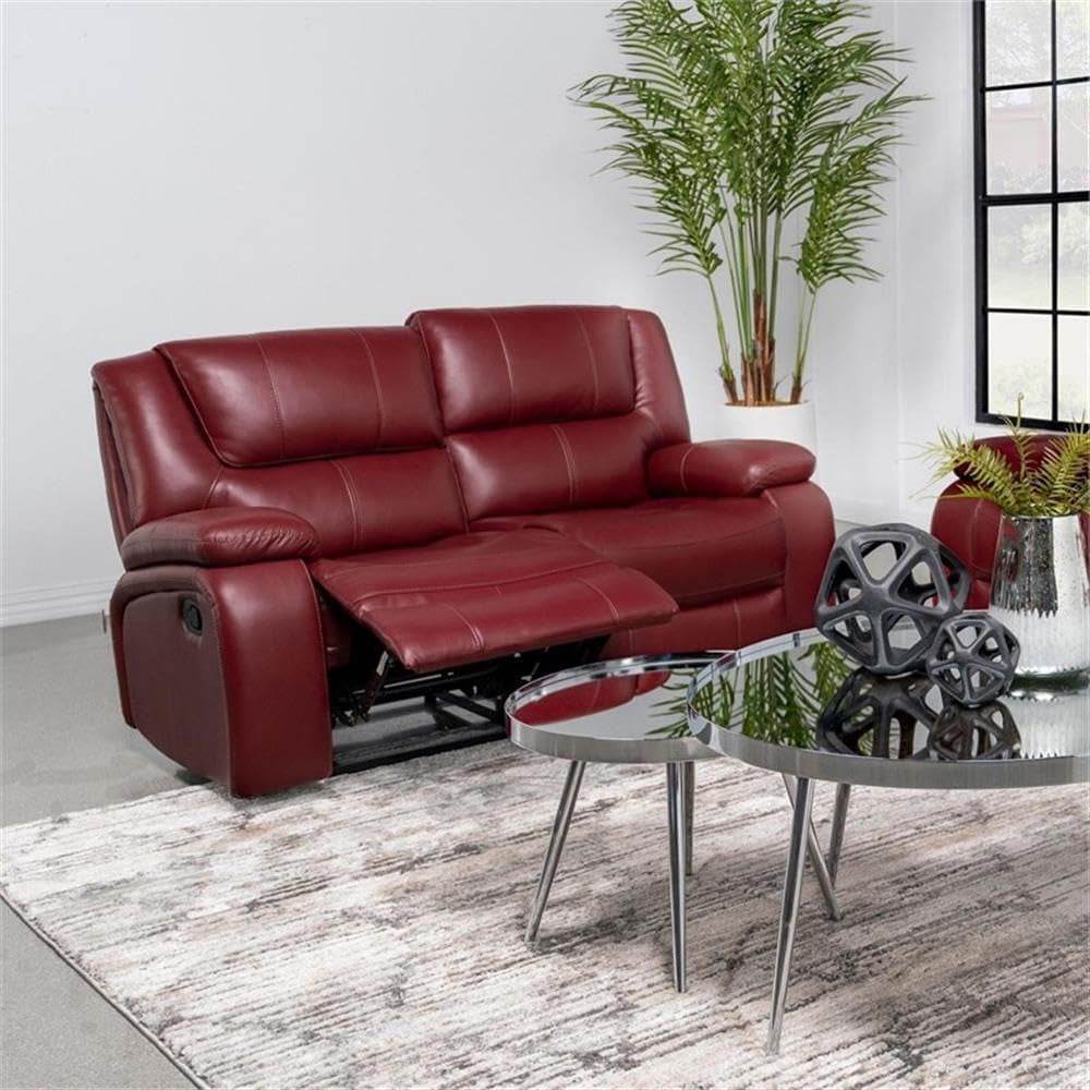 Red Faux Leather Reclining Loveseat rana - Loft&Timber