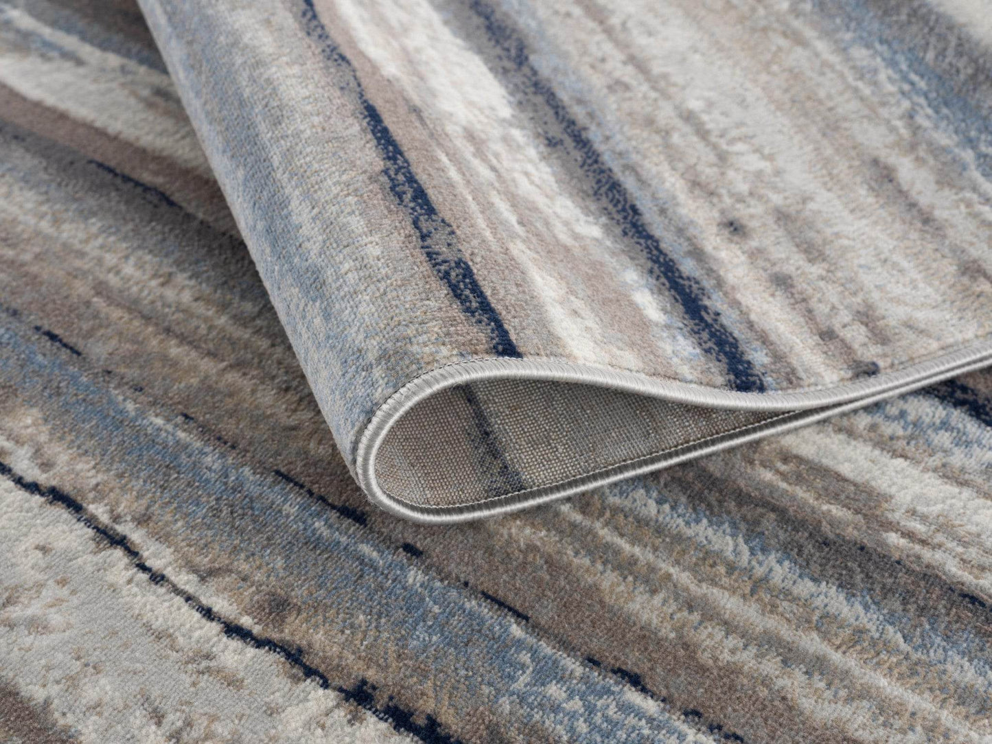 8' Blue Striped Runner Rug - Loft&Timber