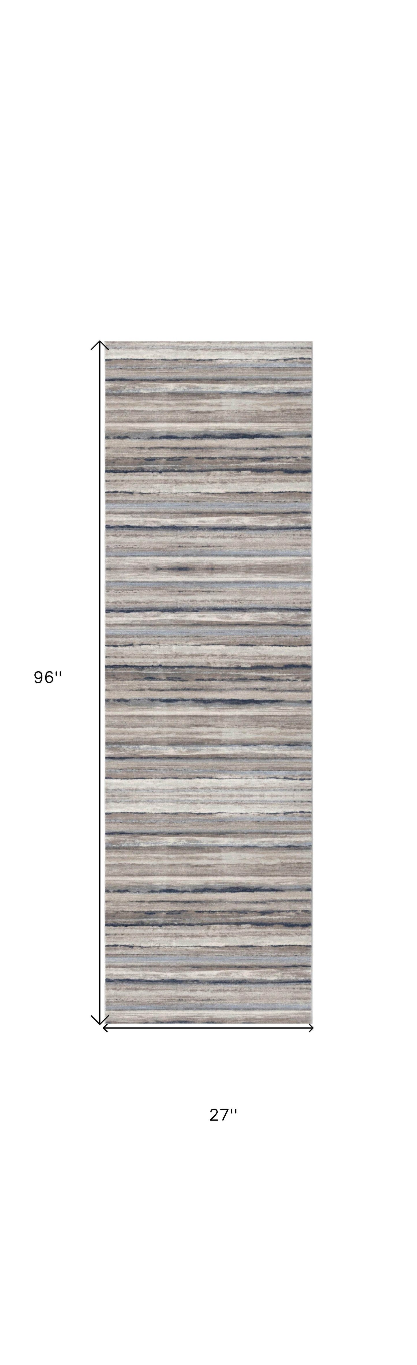 8' Blue Striped Runner Rug - Loft&Timber