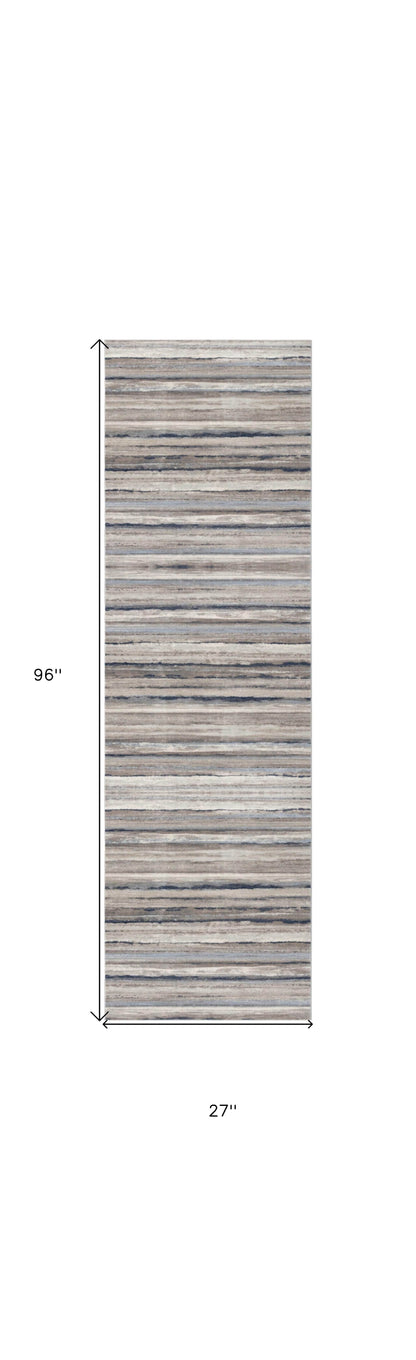 8' Blue Striped Runner Rug - Loft&Timber