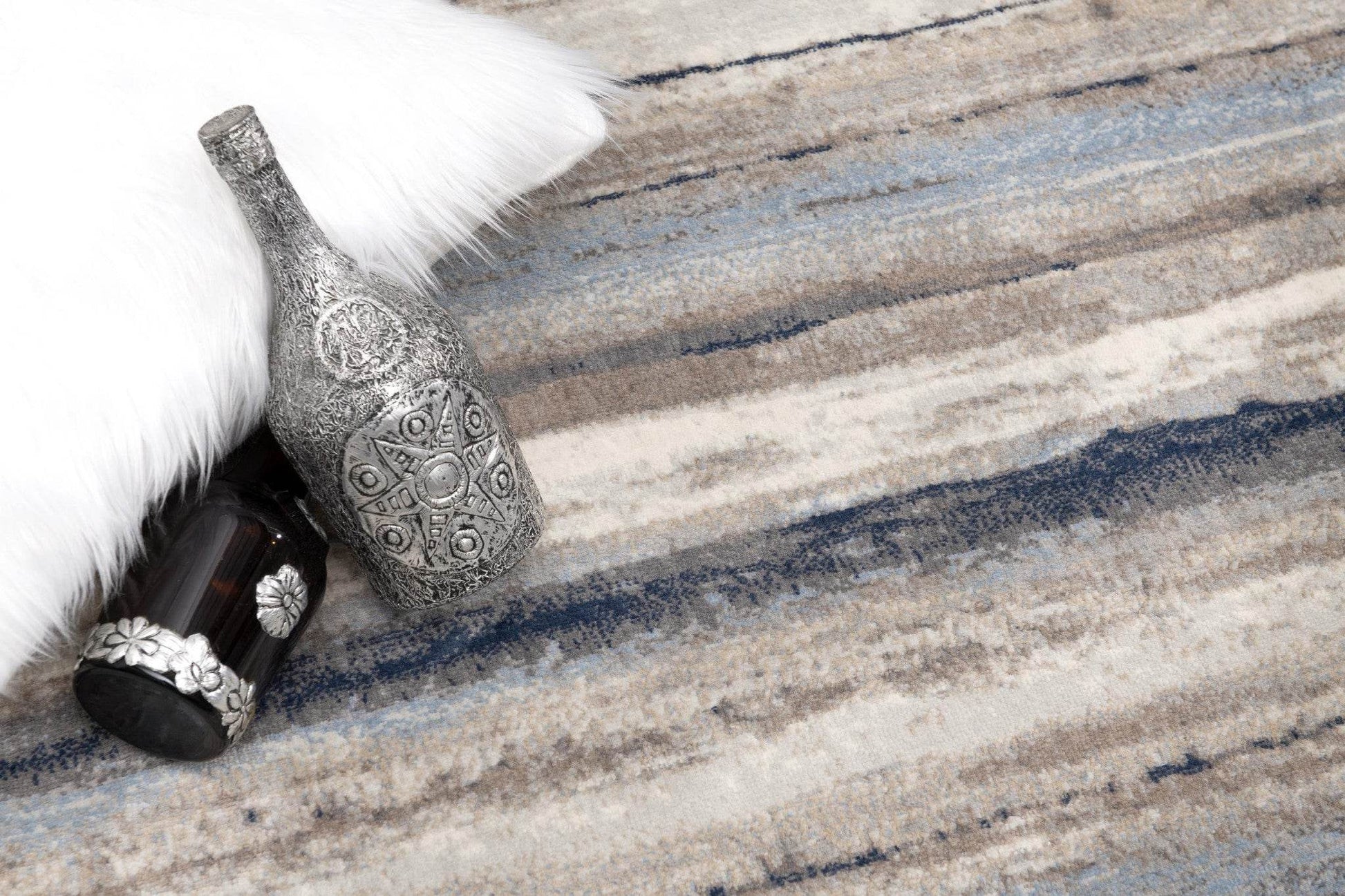 8' Blue Striped Runner Rug - Loft&Timber