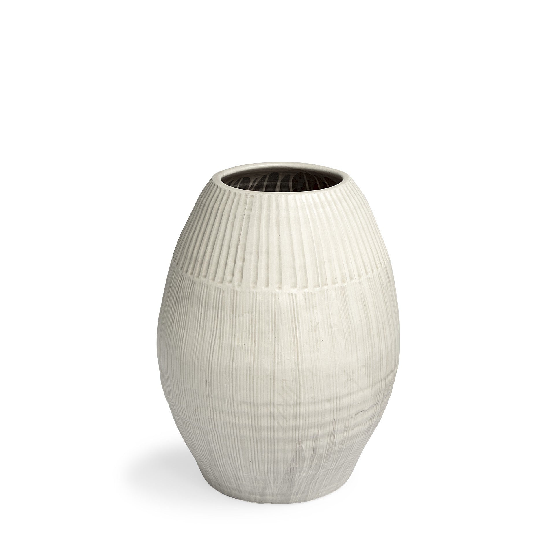 21" White Cylinder Ceramic Floor Vase - Loft&Timber