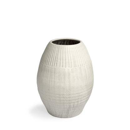 21" White Cylinder Ceramic Floor Vase - Loft&Timber
