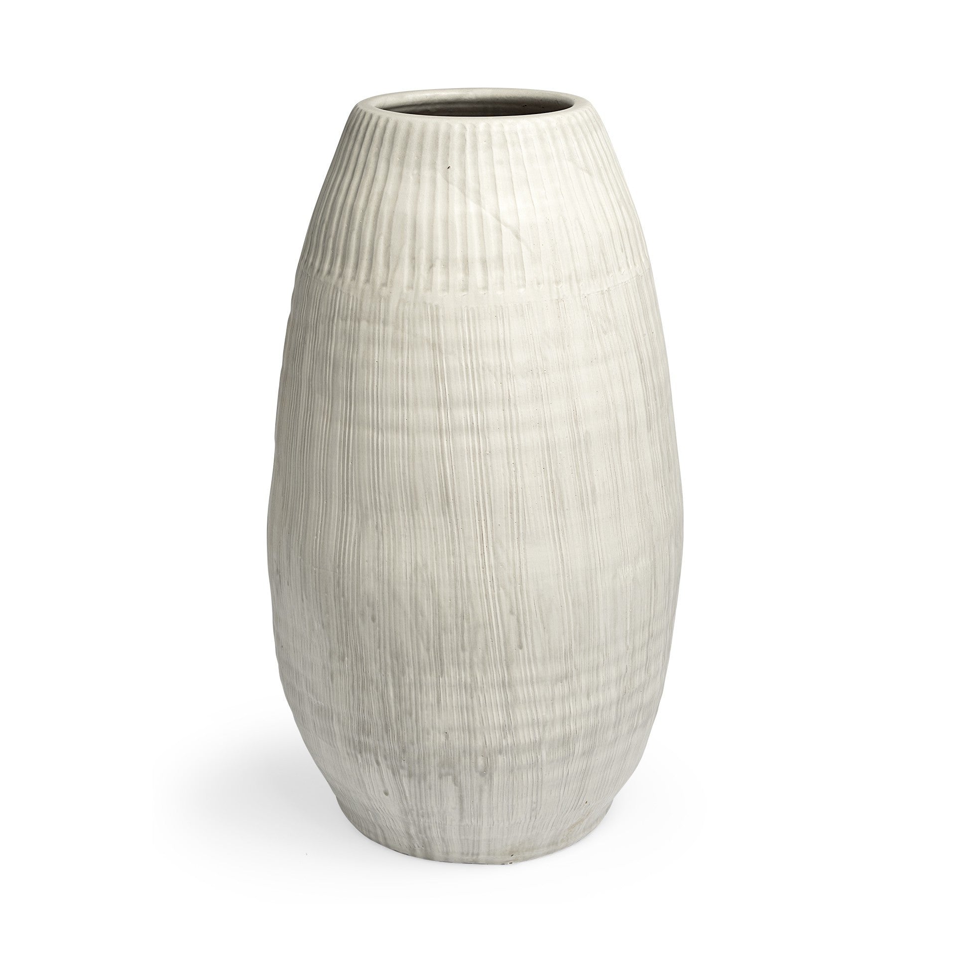 29" White Cylinder Ceramic Floor Vase - Loft&Timber