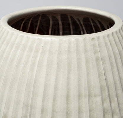 29" White Cylinder Ceramic Floor Vase - Loft&Timber
