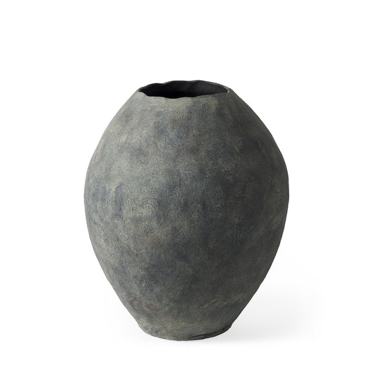 23" Gray Oval Distressed Ceramic Floor Vase - Loft&Timber