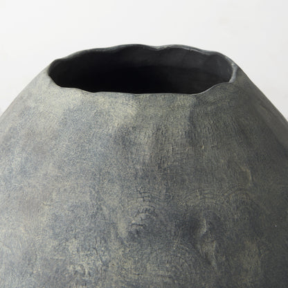23" Gray Oval Distressed Ceramic Floor Vase - Loft&Timber