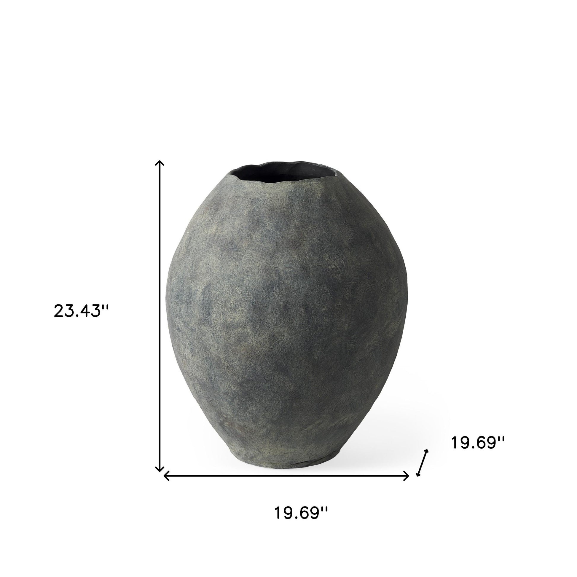 23" Gray Oval Distressed Ceramic Floor Vase - Loft&Timber