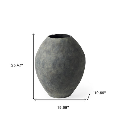 23" Gray Oval Distressed Ceramic Floor Vase - Loft&Timber