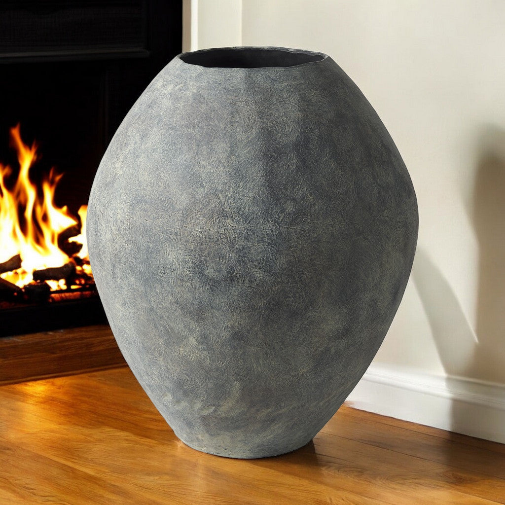 28" Gray Cylinder Ceramic Floor Vase - Loft&Timber