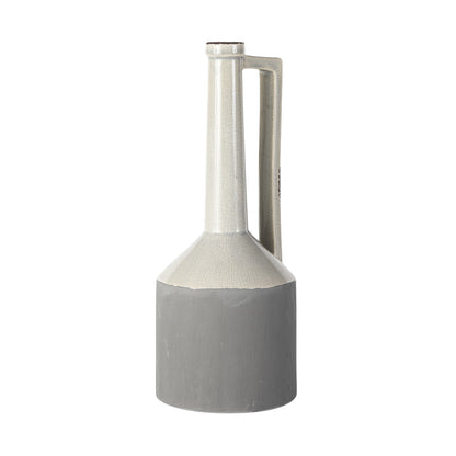 16" Gray and Off White Ceramic Tall Jug Vase - Loft&Timber