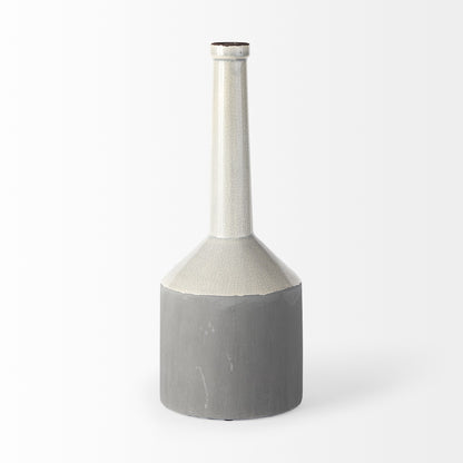 16" Gray and Off White Ceramic Tall Jug Vase - Loft&Timber