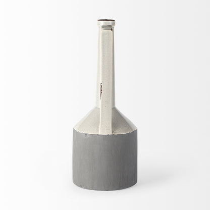16" Gray and Off White Ceramic Tall Jug Vase - Loft&Timber