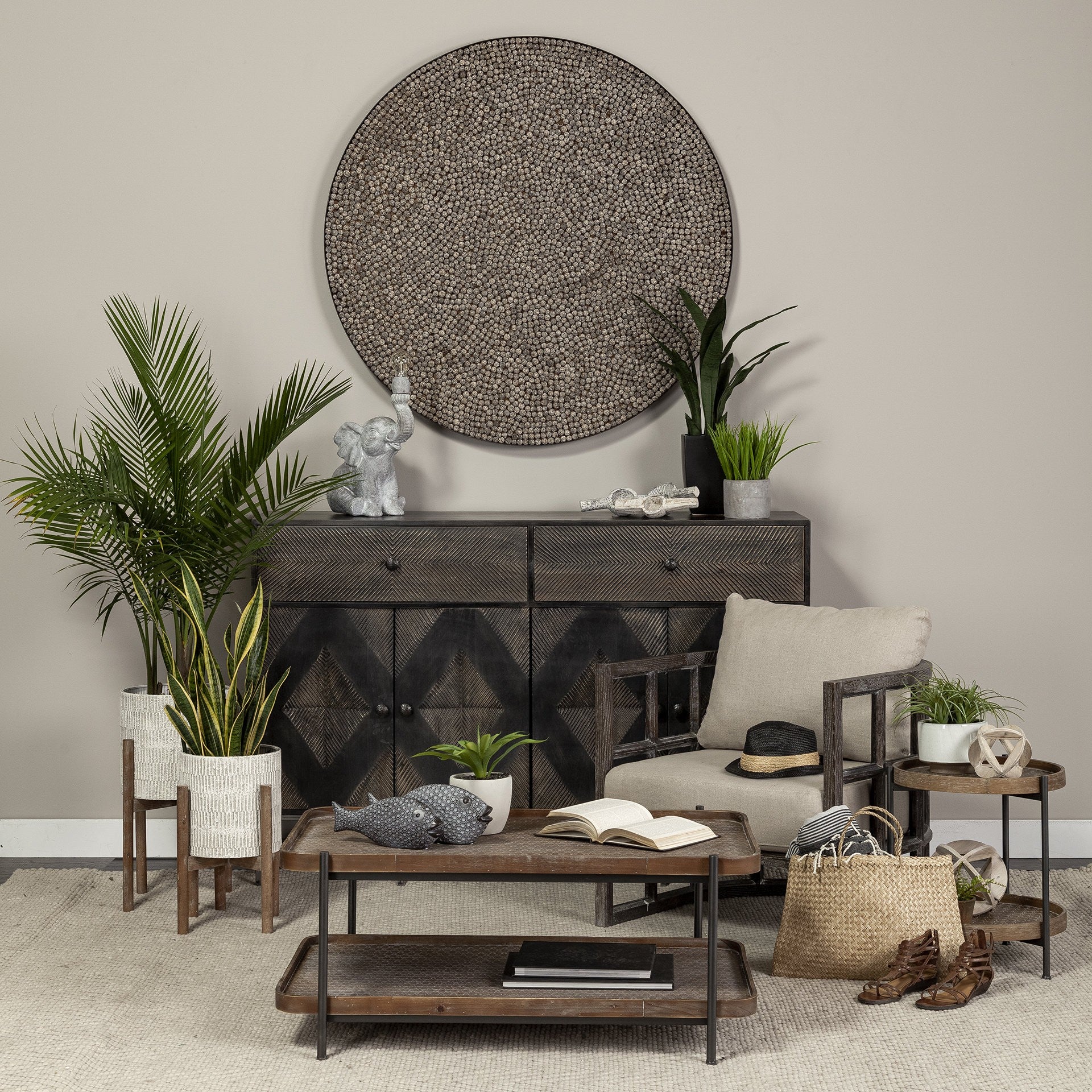 16" Gray Lamp Base LED - Loft&Timber