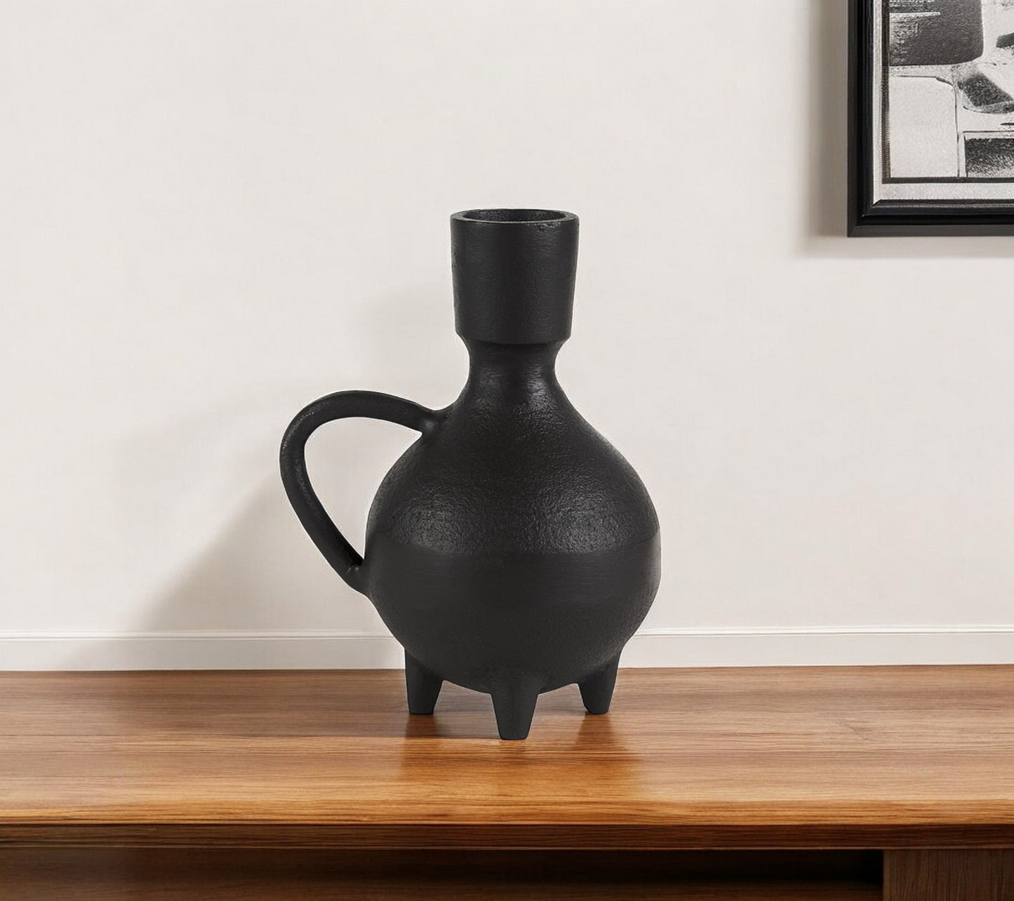 7" Black Ceramic Round Jug Vase - Loft&Timber