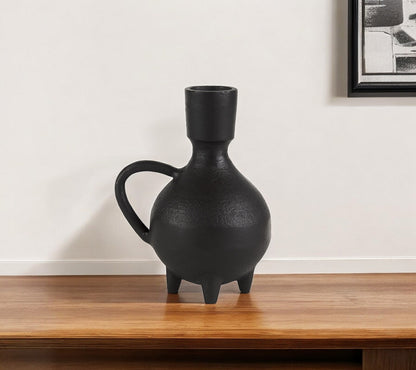 7" Black Ceramic Round Jug Vase - Loft&Timber