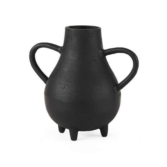 8" Black Two Handle Ceramic Jug Vase - Loft&Timber