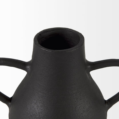 8" Black Two Handle Ceramic Jug Vase - Loft&Timber
