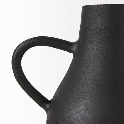 8" Black Two Handle Ceramic Jug Vase - Loft&Timber