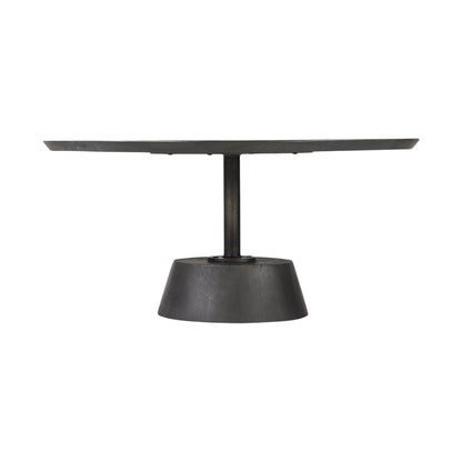 32" Dark Brown and Black Solid Wood and Iron Round Pedestal Coffee Table - Loft&Timber