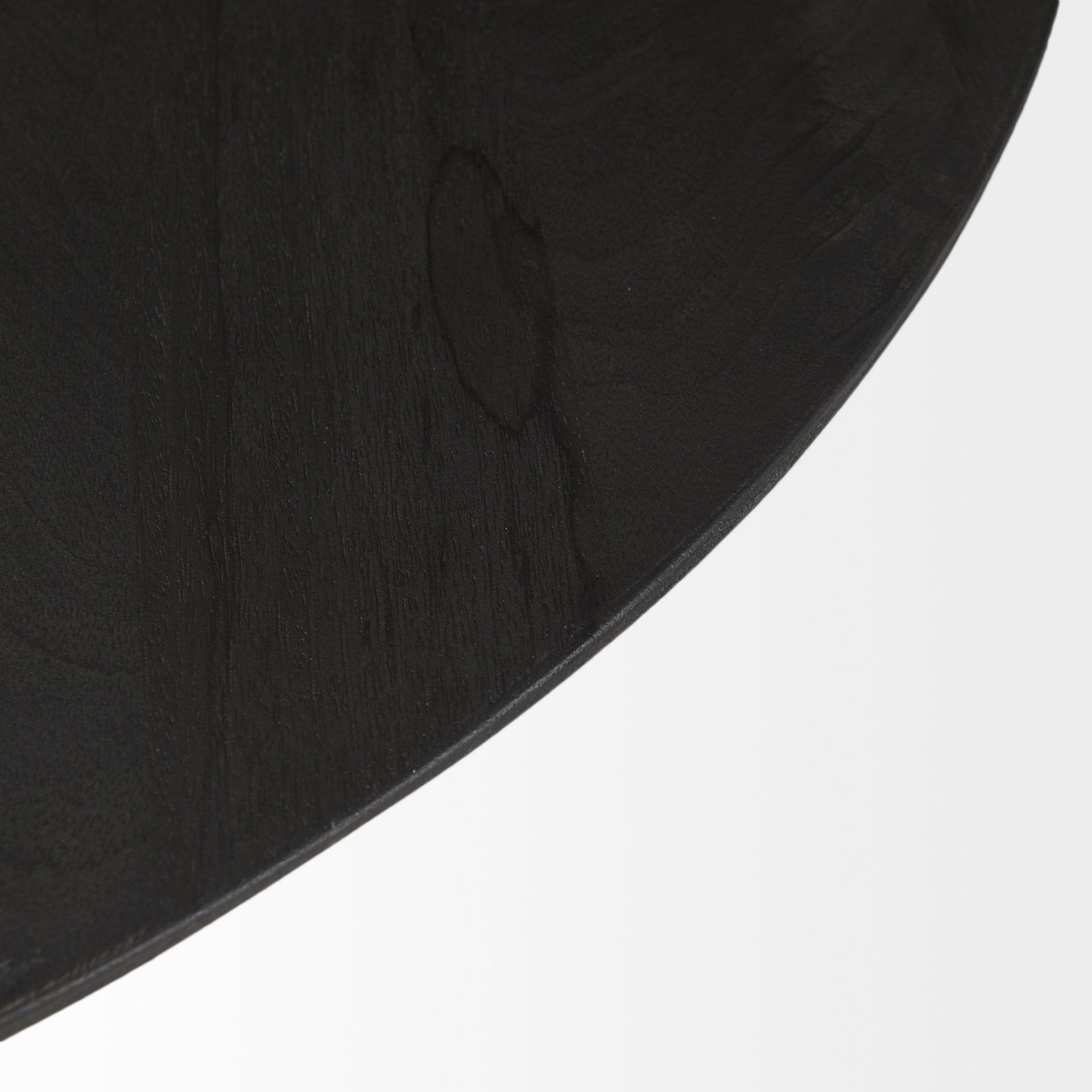 32" Dark Brown and Black Solid Wood and Iron Round Pedestal Coffee Table - Loft&Timber