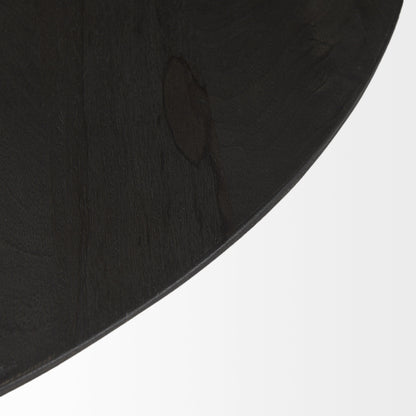 32" Dark Brown and Black Solid Wood and Iron Round Pedestal Coffee Table - Loft&Timber