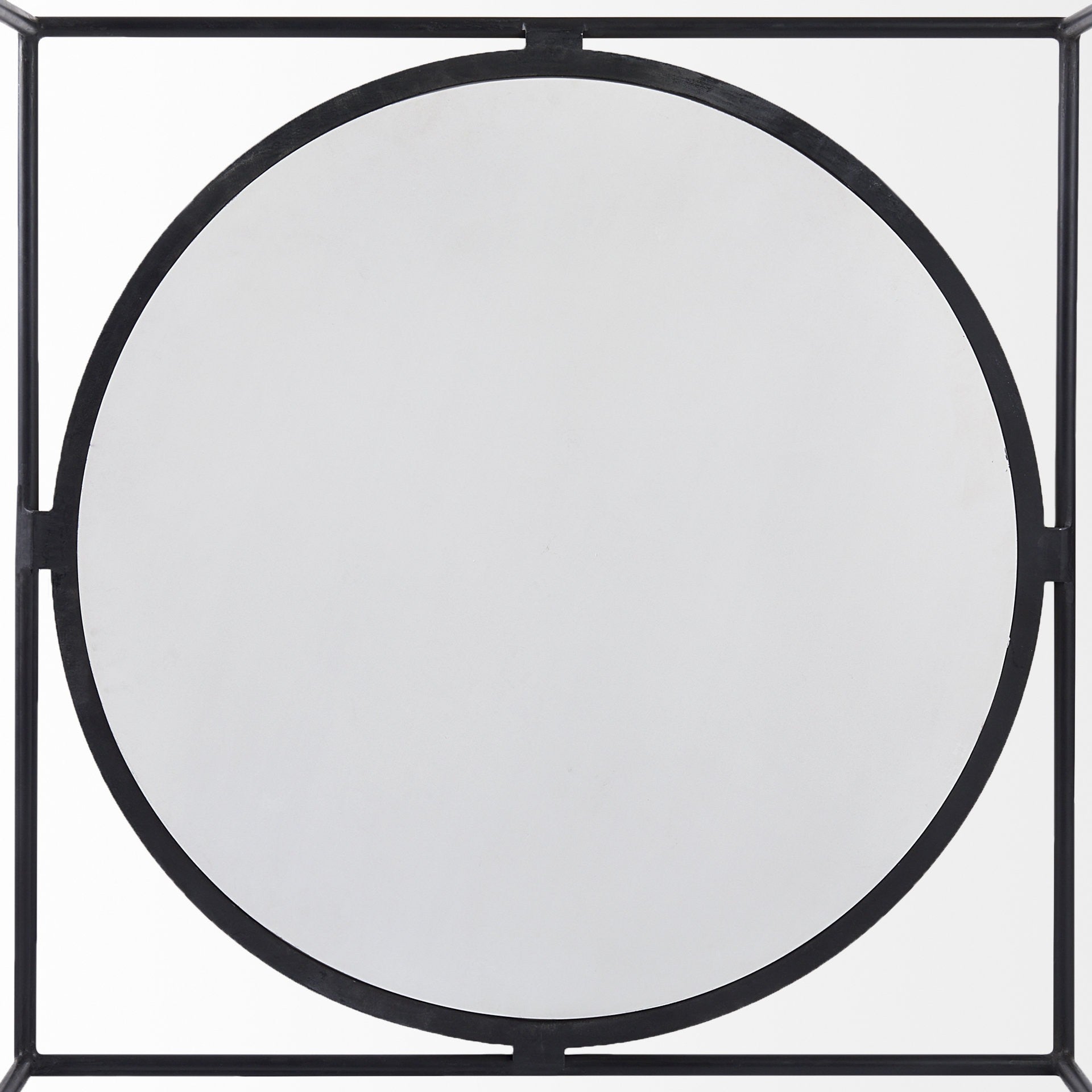36" White and Black Genuine Marble and Metal Square Frame Coffee Table - Loft&Timber