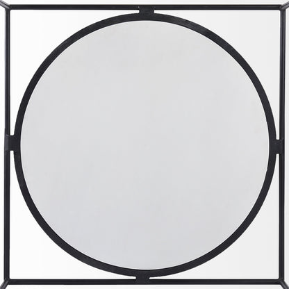 36" White and Black Genuine Marble and Metal Square Frame Coffee Table - Loft&Timber