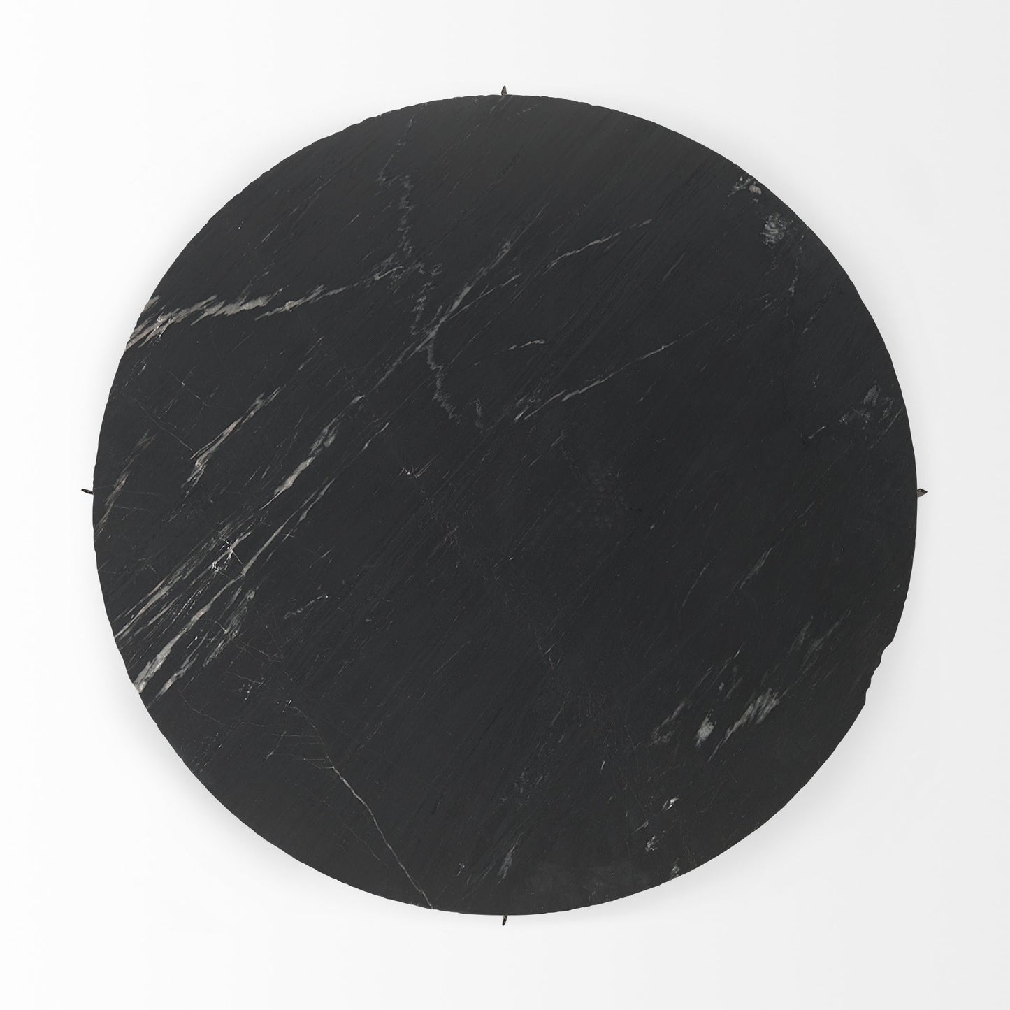 48" Black and Gold Genuine Marble and Iron Round Coffee Table - Loft&Timber