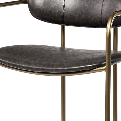 30" Brown And Gold Faux Leather And Steel Bar Height Bar Chair - Loft&Timber