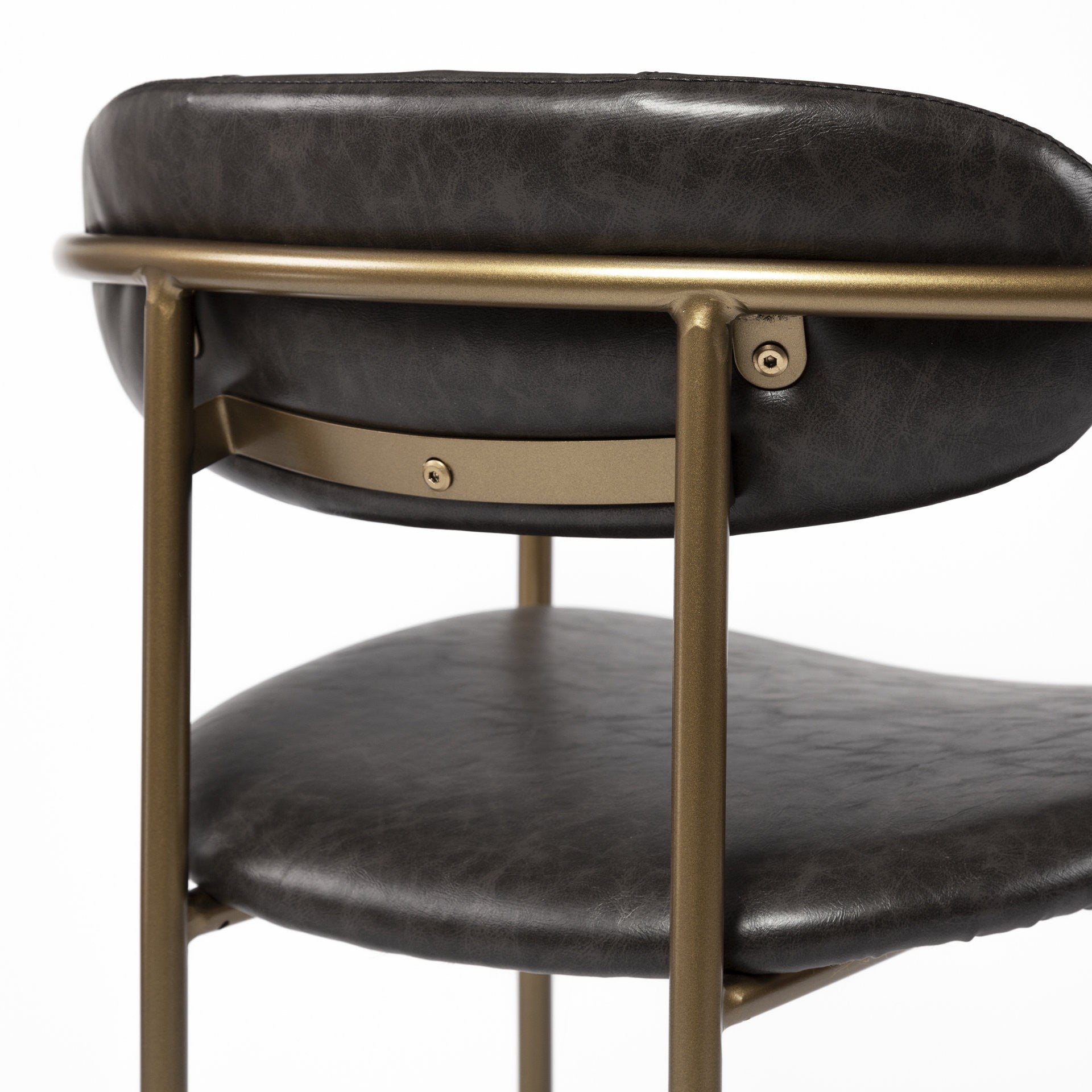 30" Brown And Gold Faux Leather And Steel Bar Height Bar Chair - Loft&Timber