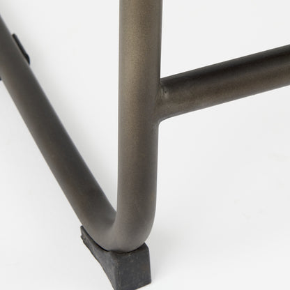 29" Black Leather And Iron Bar Chair - Loft&Timber