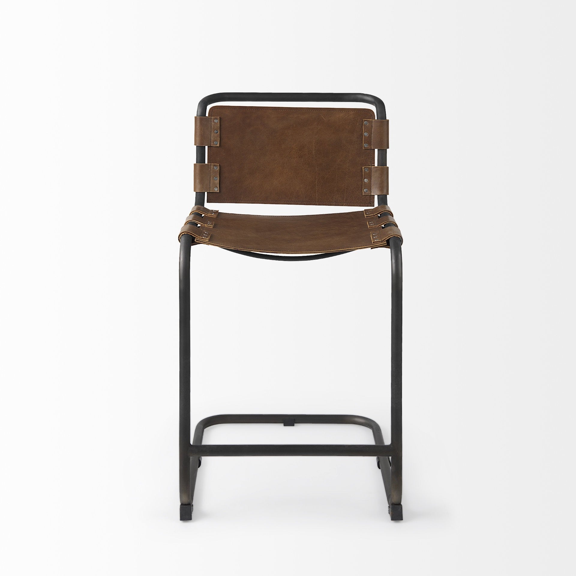 29" Brown And Black Steel Bar Chair - Loft&Timber