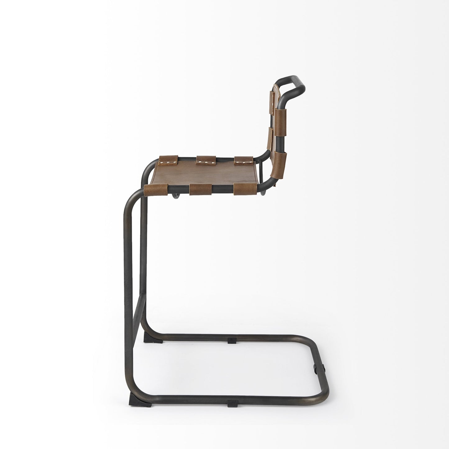 29" Brown And Black Steel Bar Chair - Loft&Timber