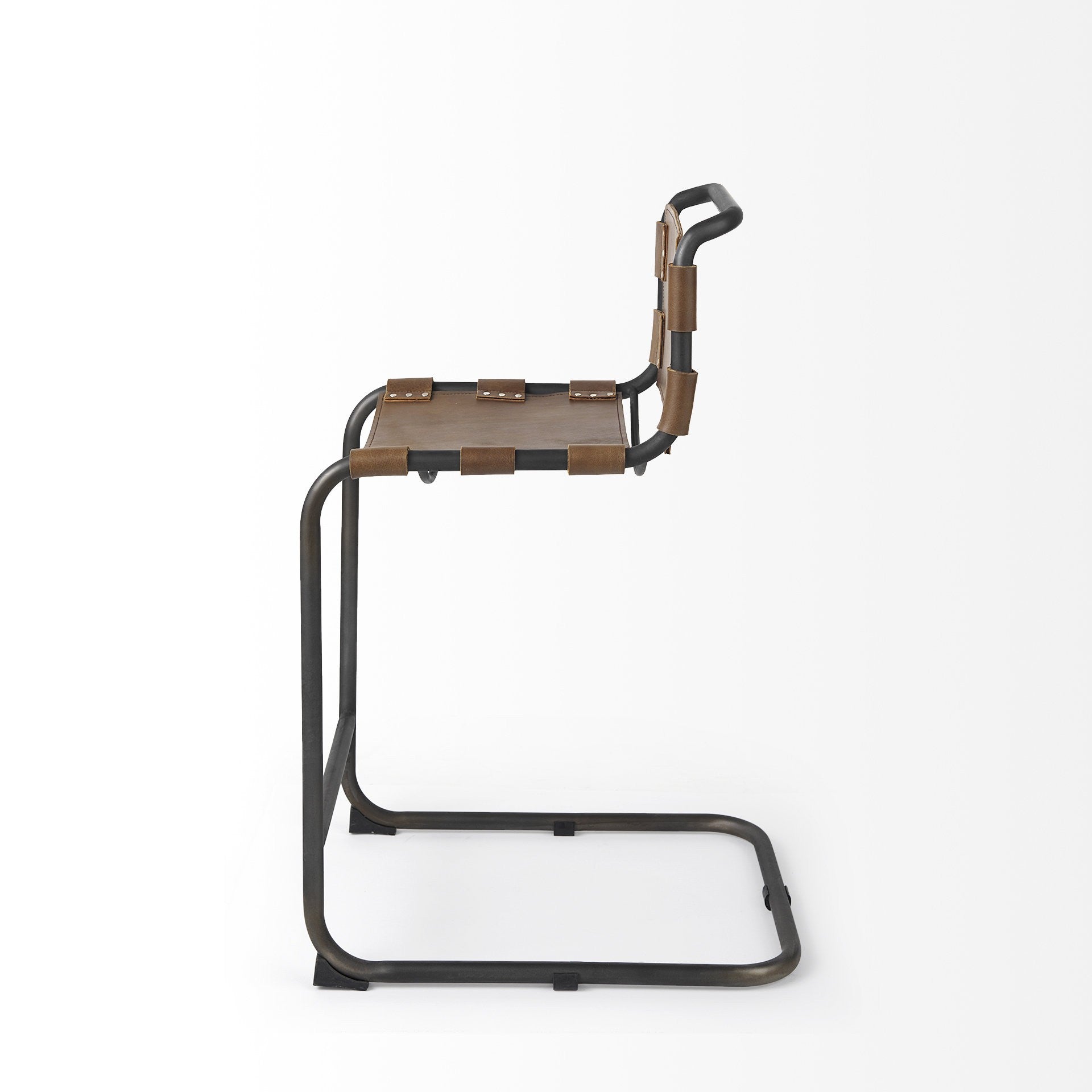 29" Brown And Black Steel Bar Chair - Loft&Timber