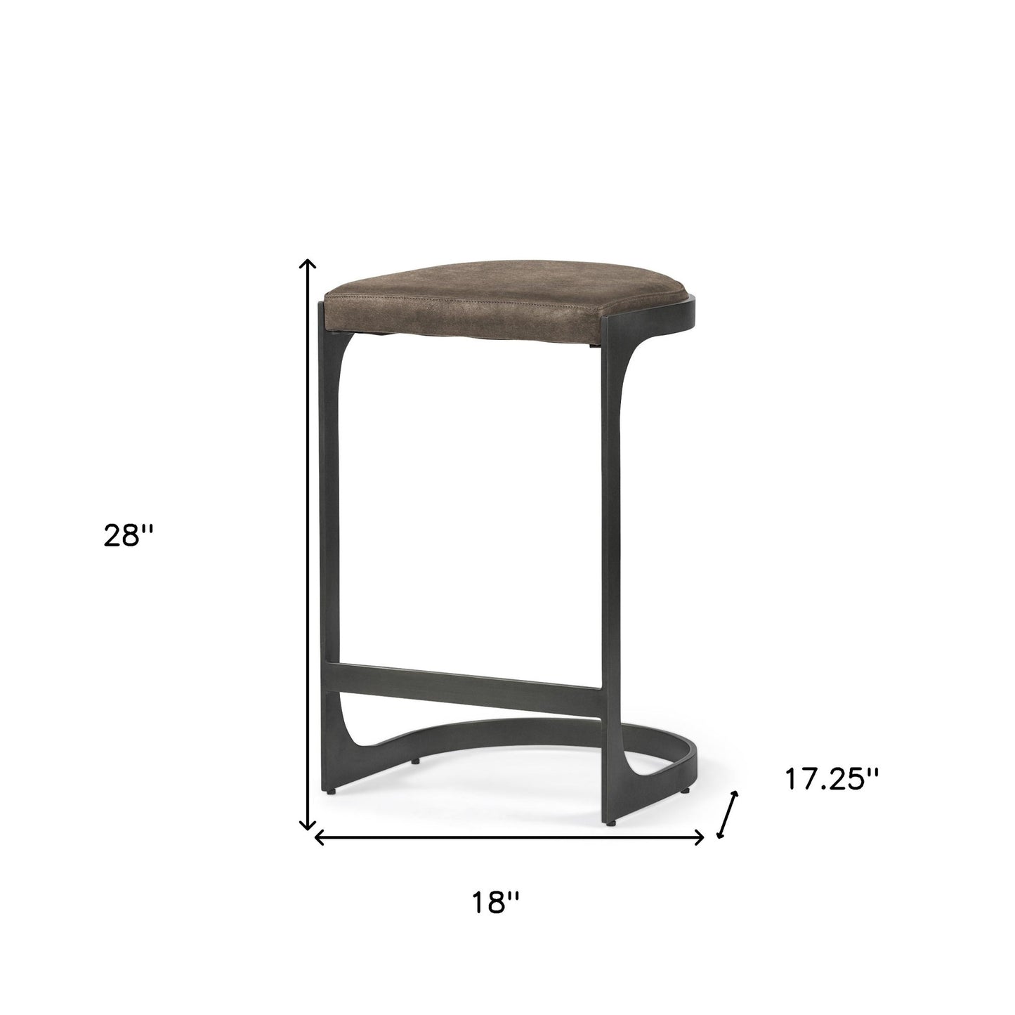 29" Black Leather and Metal Backless Counter Height Bar Chair - Loft&Timber