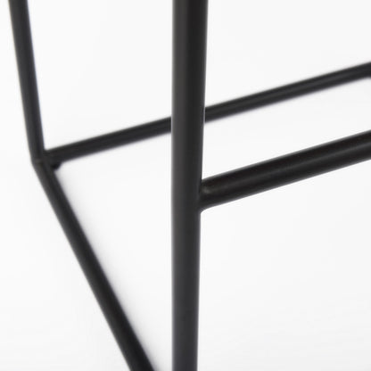 30" Brown And Black Leather And Iron Backless Bar Height Bar Chair - Loft&Timber