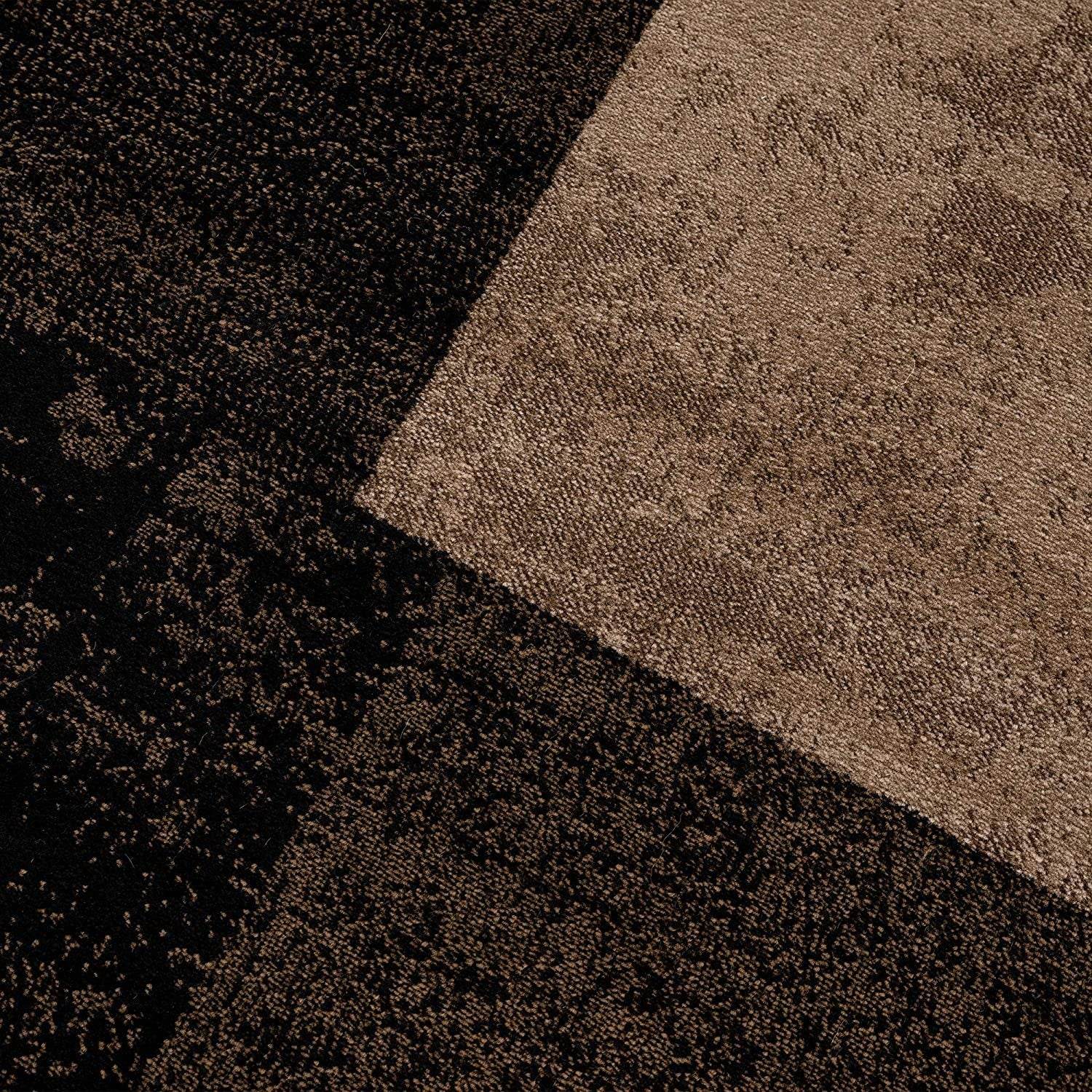 13' Brown And Black Geometric Shag Runner Rug - Loft&Timber