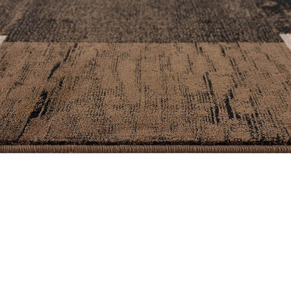 13' Brown And Black Geometric Shag Runner Rug - Loft&Timber