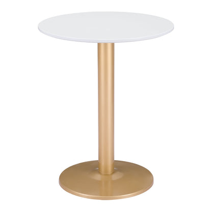 24" Gold And White Round End Table - Loft&Timber