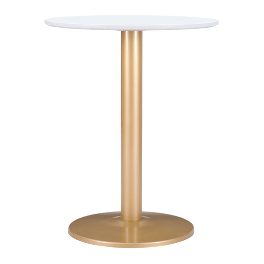 24" Gold And White Round End Table - Loft&Timber