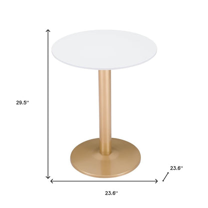 24" Gold And White Round End Table - Loft&Timber