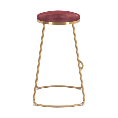 Set of Two 31" Burgundy And Gold Steel Backless Bar Height Bar Chairs - Loft&Timber
