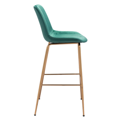 31" Green And Copper Steel Low Back Bar Height Bar Chair - Loft&Timber