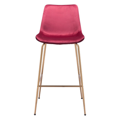 31" Red And Copper Steel Low Back Bar Height Bar Chair - Loft&Timber