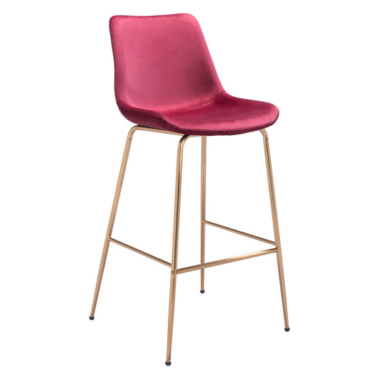 31" Red And Copper Steel Low Back Bar Height Bar Chair - Loft&Timber