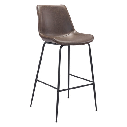 31" Brown and Black Steel Low Back Bar Height Bar Chair - Loft&Timber