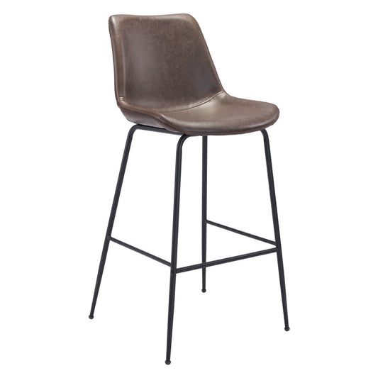 31" Brown and Black Steel Low Back Bar Height Bar Chair - Loft&Timber