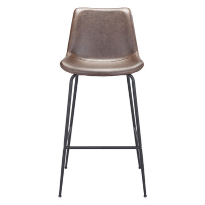 31" Brown and Black Steel Low Back Bar Height Bar Chair - Loft&Timber